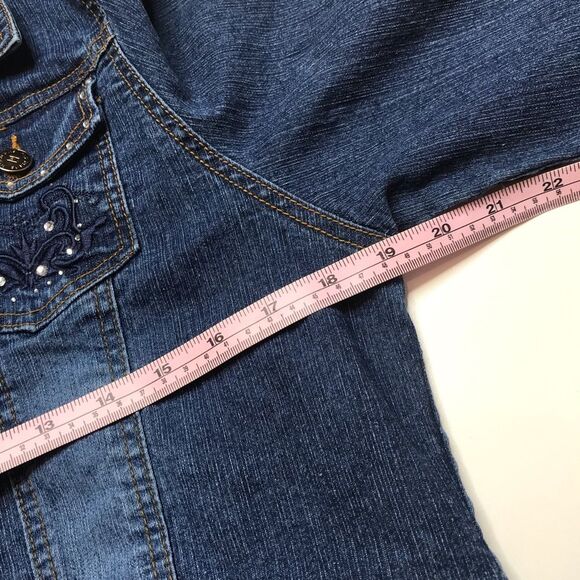 Hip Jeans Loco Gal Hooded Zip Denim Jean Jacket Sz 14 - Picture 14 of 15